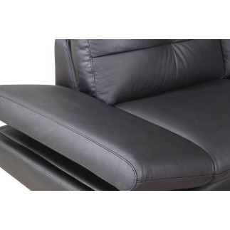 - Canapé d'angle en cuir buffle italien de luxe 6/7 places BELLALIGNA, noir, angle gauche