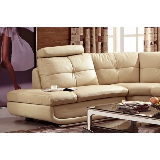 - Canapé d'angle en cuir buffle italien de luxe 6/7 places BELLALIGNA, beige, angle gauche