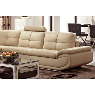 - Canapé d'angle en cuir buffle italien de luxe 6/7 places BELLALIGNA, beige, angle gauche