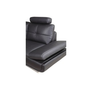 Canapé d'angle en cuir buffle italien de luxe 6/7 places BELLALIGNA, noir, angle droit