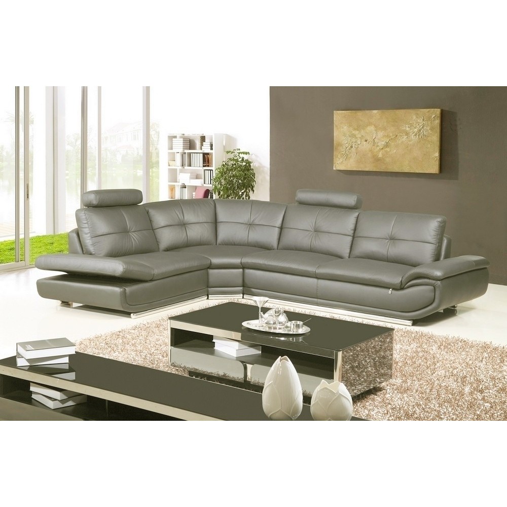 - Canapé d'angle en cuir buffle italien de luxe 6/7 places BELLALIGNA, gris foncé, angle gauche - Canapé d'angle en cuir buffle italien de luxe 6/7 places BELLALIGNA, gris foncé, angle gauche