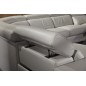 Canapé d'angle double relax en cuir de buffle italien de luxe 7/8 places MAXIRELAX, beige, angle gauche