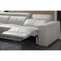 Canapé d'angle double relax en cuir de buffle italien de luxe 7/8 places MAXIRELAX, beige, angle gauche