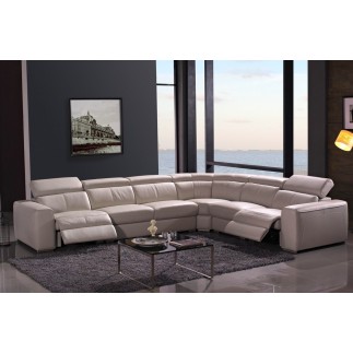 Canapé d'angle double relax en cuir de buffle italien de luxe 7/8 places MAXIRELAX, beige, angle droit