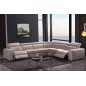 Canapé d'angle double relax en cuir de buffle italien de luxe 7/8 places MAXIRELAX, beige, angle droit