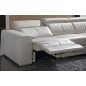 Canapé d'angle double relax en cuir de buffle italien de luxe 7/8 places MAXIRELAX, beige, angle droit