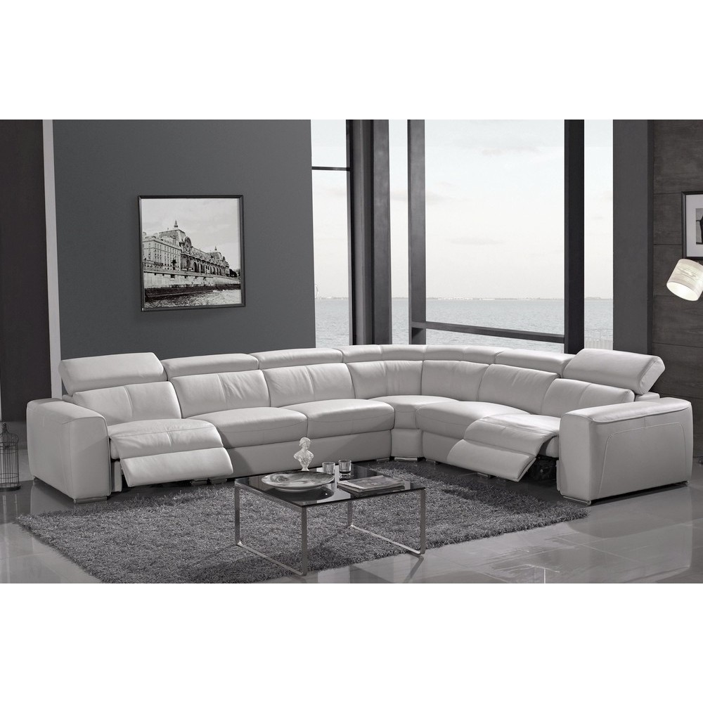 Canapé d'angle double relax en cuir de buffle italien de luxe 7/8 places MAXIRELAX, blanc, angle droit Canapé d'angle double relax en cuir de buffle italien de luxe 7/8 places MAXIRELAX, blanc, angle droit