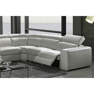 Canapé d'angle double relax en cuir de buffle italien de luxe 7/8 places MAXIRELAX, blanc, angle droit