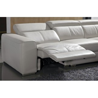 Canapé d'angle double relax cuir de buffle italien de luxe 7/8 places MAXIRELAX, blanc, angle gauche