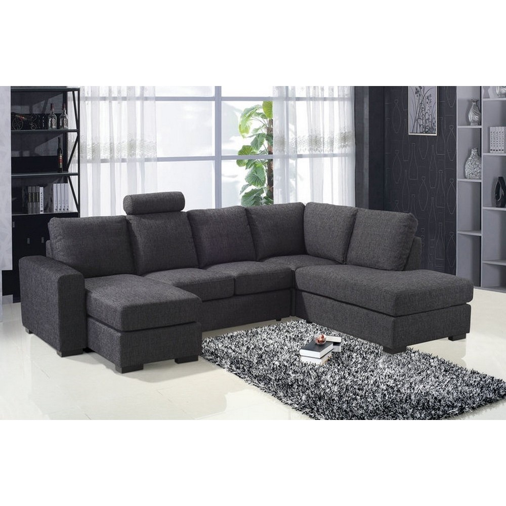 Canapé d'angle en tissu de qualité MODULAR, gris foncé, angle droit, 6/7 Places Canapé d'angle en tissu de qualité MODULAR, gris foncé, angle droit, 6/7 Places