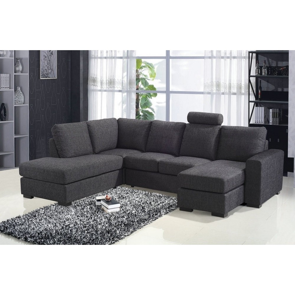 Canapé d'angle en tissu de qualité MODULAR, gris foncé, angle gauche, 6/7 Places Canapé d'angle en tissu de qualité MODULAR, gris foncé, angle gauche, 6/7 Places