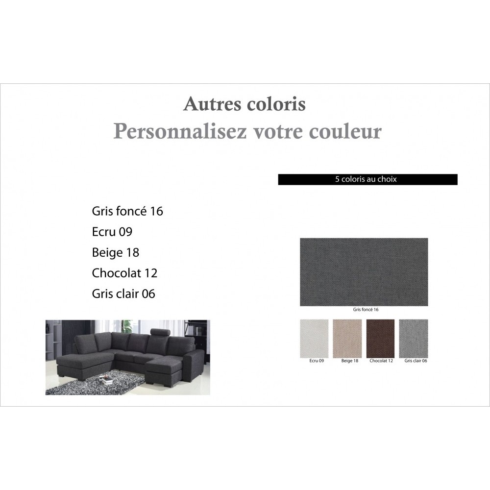 Canapé d'angle en tissu de qualité MODULAR, couleur personnalisée, angle gauche, 6/7 Places Canapé d'angle en tissu de qualité MODULAR, couleur personnalisée, angle gauche, 6/7 Places