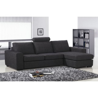 Canapé d'angle en tissu de qualité ZENITH, gris foncé, angle droit