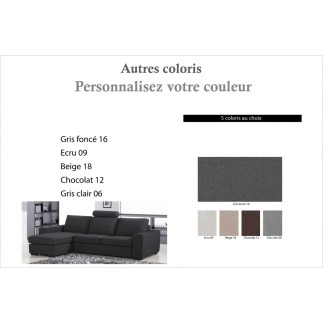 Canapé d'angle en tissu de qualité ZENITH, couleur personnalisée, angle gauche
