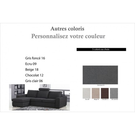 Canapé d'angle en tissu de qualité ZENITH, couleur personnalisée, angle gauche