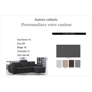 Canapé d'angle en tissu de qualité ZENITH, couleur personnalisée, angle droit