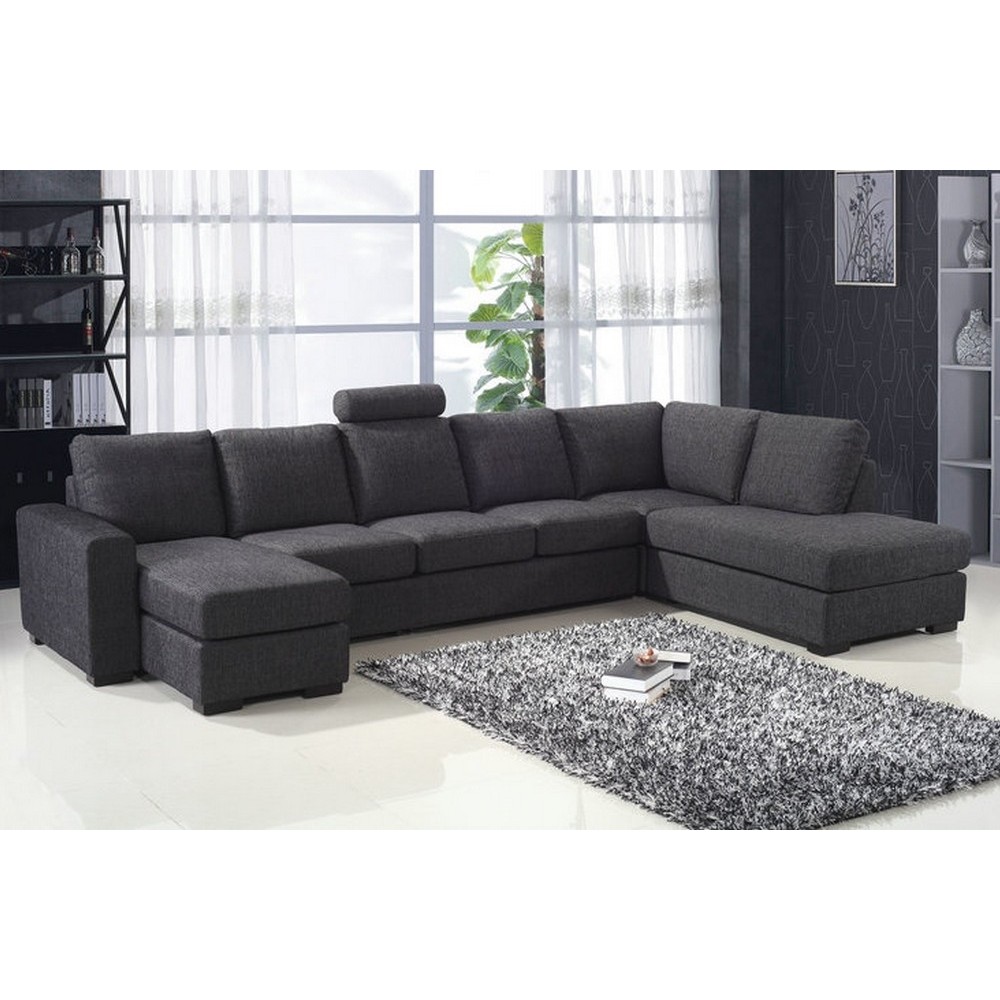 Canapé d'angle en tissu de qualité MIAMI, gris foncé, angle droit, 7/8 places Canapé d'angle en tissu de qualité MIAMI, gris foncé, angle droit, 7/8 places