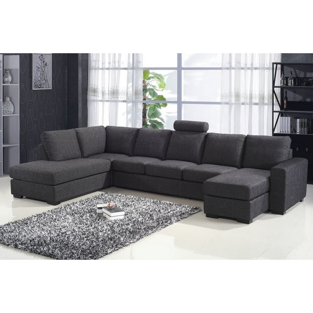 Canapé d'angle en tissu de qualité MIAMI, gris foncé, angle gauche, 7/8 places Canapé d'angle en tissu de qualité MIAMI, gris foncé, angle gauche, 7/8 places