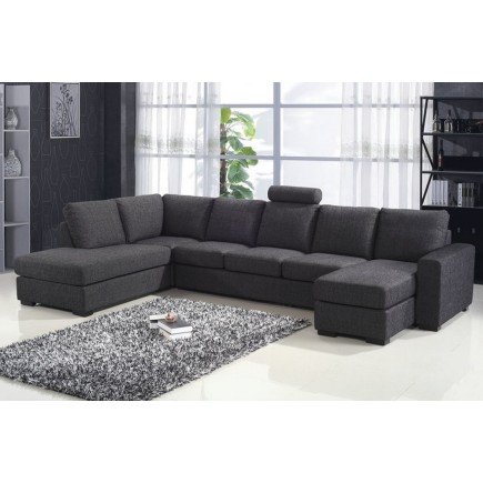 Canapé d'angle en tissu de qualité MIAMI, gris foncé, angle gauche