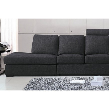 Canapé 6 places en tissu de qualité GALLA, gris foncé