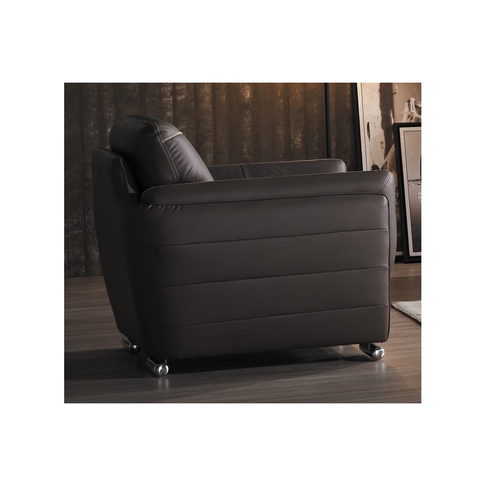 Fauteuil 1 place en cuir italien buffle DANEMARK, chocolat Fauteuil 1 place en cuir italien buffle DANEMARK, chocolat