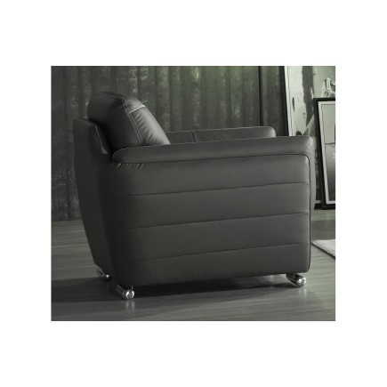Fauteuil 1 place en cuir italien buffle DANEMARK, gris foncé