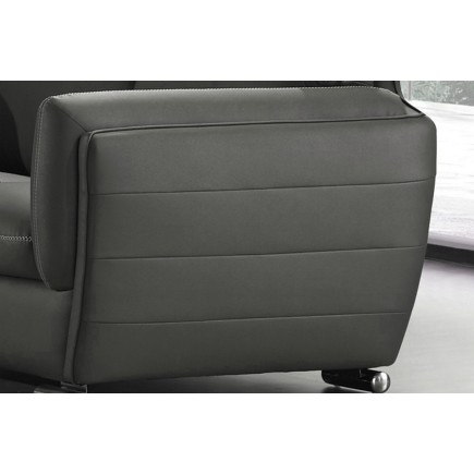 Fauteuil 1 place en cuir italien buffle DANEMARK, gris foncé