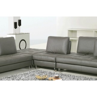 Canapé d'angle en cuir buffle italien de luxe 7/8 places PENTHOUSE, gris foncé, angle droit