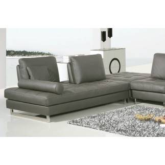 Canapé d'angle en cuir buffle italien de luxe 7/8 places PENTHOUSE, gris foncé, angle droit