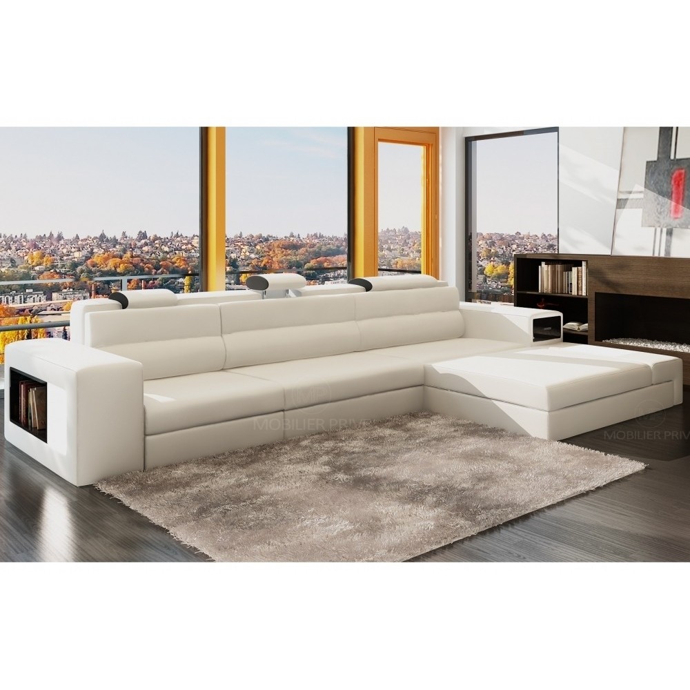 Canapé d'angle en cuir italien 4/5 places ENJOY, blanc, angle droit Canapé d'angle en cuir italien 4/5 places ENJOY, blanc, angle droit