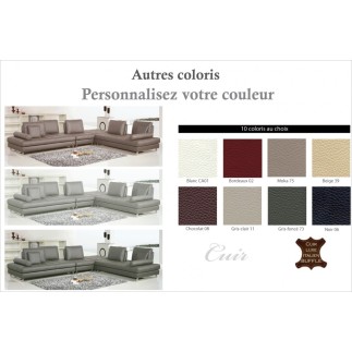 Canapé d'angle en cuir buffle italien de luxe 7/8 places PENTHOUSE, couleur personnalisée, angle droit