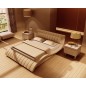 Lit design en cuir italien de luxe BELIA, beige, avec 1 chevet Erima inclus, 140x190 Lit design en cuir italien de luxe BELIA, beige, avec 1 chevet Erima inclus, 140x190