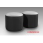 Ensemble de 2 poufs rond en cuir noir et blanc EN STOCK LIVRAISON 24H