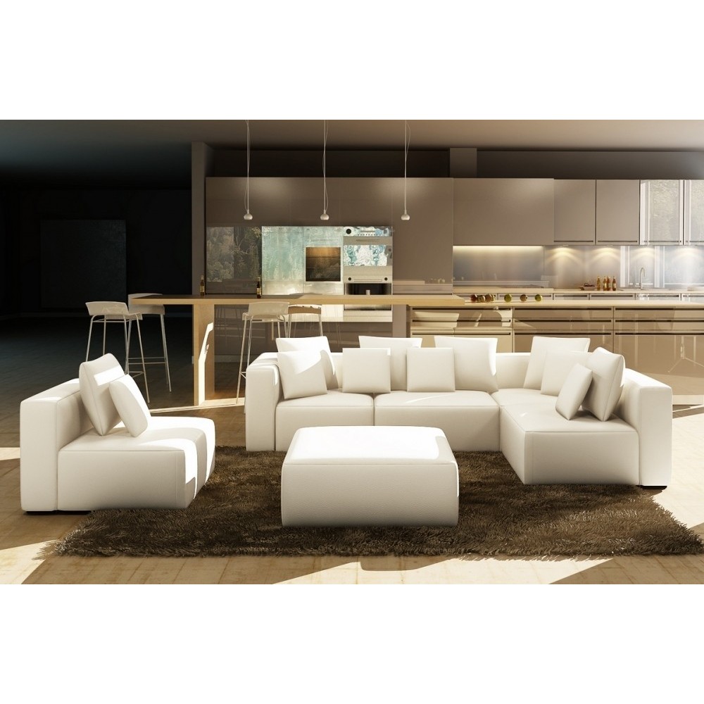 Canapé modulable COMBINO CUIR PRESTIGE LUXE, BLANC Canapé modulable COMBINO CUIR PRESTIGE LUXE, BLANC