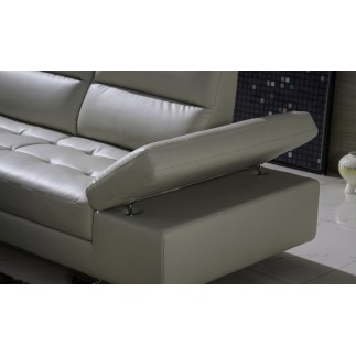Canapé d'angle en cuir de buffle italien de luxe 6/7 places, GIOVANI, gris clair, angle gauche