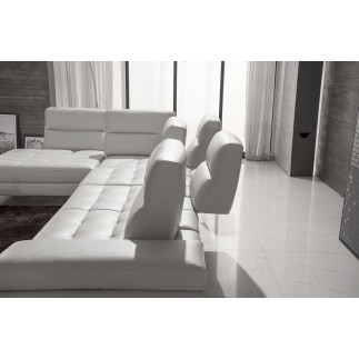 Canapé d'angle en cuir de buffle italien de luxe 6/7 places GIOVANI, blanc, angle gauche