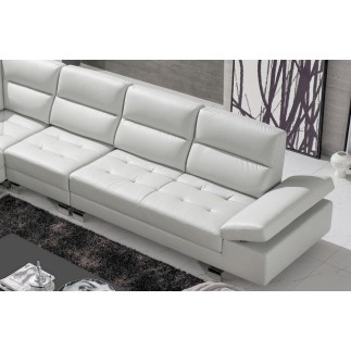 Canapé d'angle en cuir de buffle italien de luxe 6/7 places GIOVANI, blanc, angle gauche