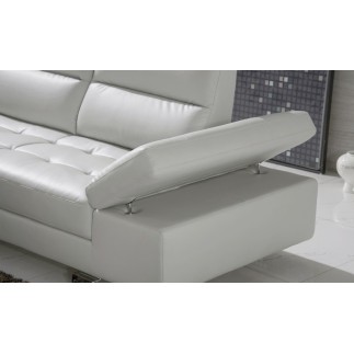 Canapé d'angle en cuir de buffle italien de luxe 6/7 places GIOVANI, blanc, angle gauche