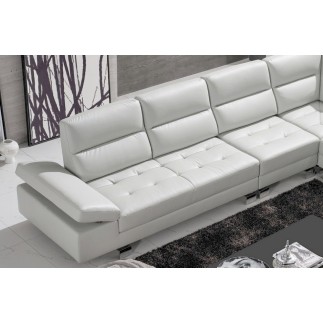 Canapé d'angle en cuir de buffle italien de luxe 6/7 places GIOVANI, blanc, angle droit