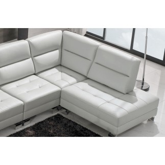 Canapé d'angle en cuir de buffle italien de luxe 6/7 places GIOVANI, blanc, angle droit