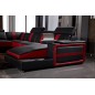 Canapé d'angle cuir buffle italien 7/8 places , LEONARDO, couleur noir et rouge, angle gauche Canapé d'angle cuir buffle italien 7/8 places , LEONARDO, couleur noir et rouge, angle gauche