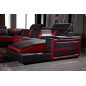 Canapé d'angle cuir buffle italien 7/8 places , LEONARDO, couleur noir et rouge, angle gauche Canapé d'angle cuir buffle italien 7/8 places , LEONARDO, couleur noir et rouge, angle gauche