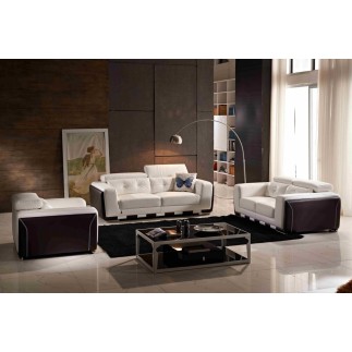 Fauteuil 1 place en cuir italien buffle JASON, blanc et chocolat