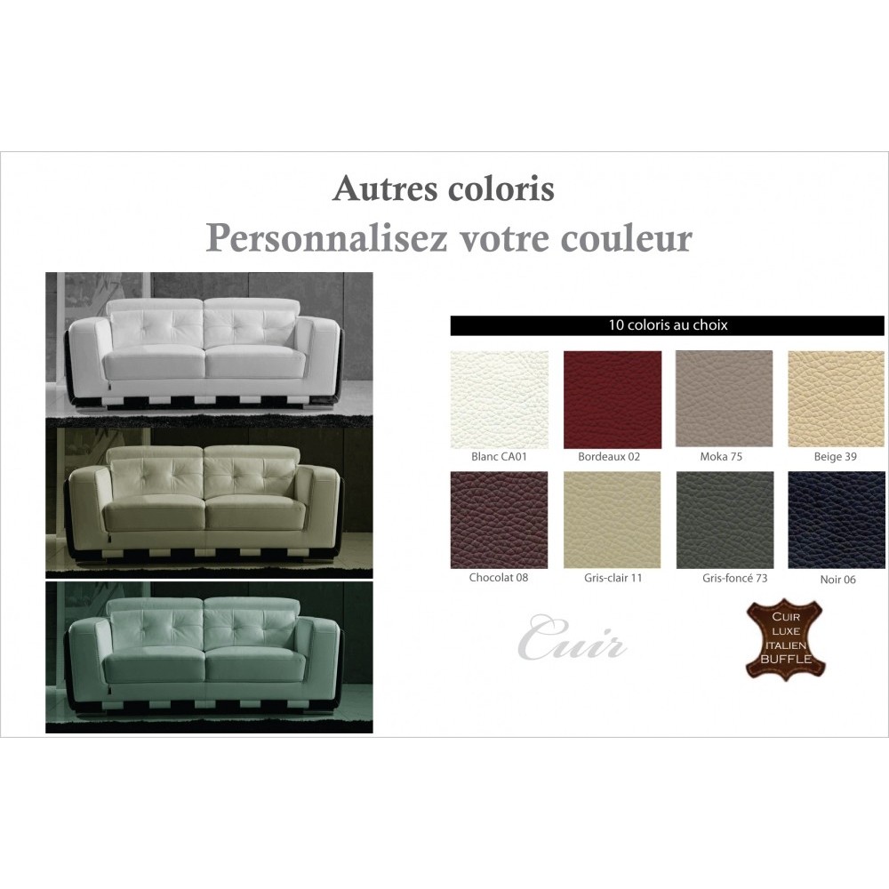 Canapé 2 places en cuir italien buffle JASON, couleurs personnalisées Canapé 2 places en cuir italien buffle JASON, couleurs personnalisées