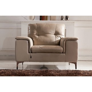 Fauteuil 1 place en cuir italien buffle LUIGI, beige