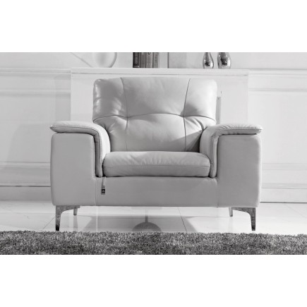 Fauteuil 1 place en cuir italien buffle LUIGI, blanc