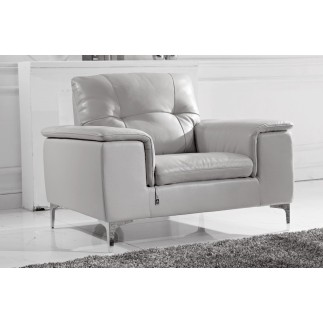 Fauteuil 1 place en cuir italien buffle LUIGI, blanc