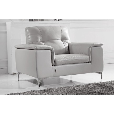 Fauteuil 1 place en cuir italien buffle LUIGI, blanc