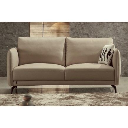Canapé 2 places en cuir italien buffle ROMEO, beige