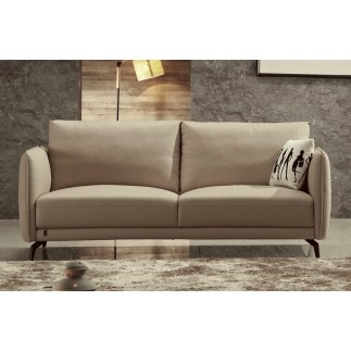 Canapé 3 places en cuir italien buffle ROMEO, beige